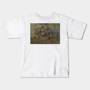 Nasturtiums and Dahlias in a Basket by Paul Gauguin Kids T-Shirt